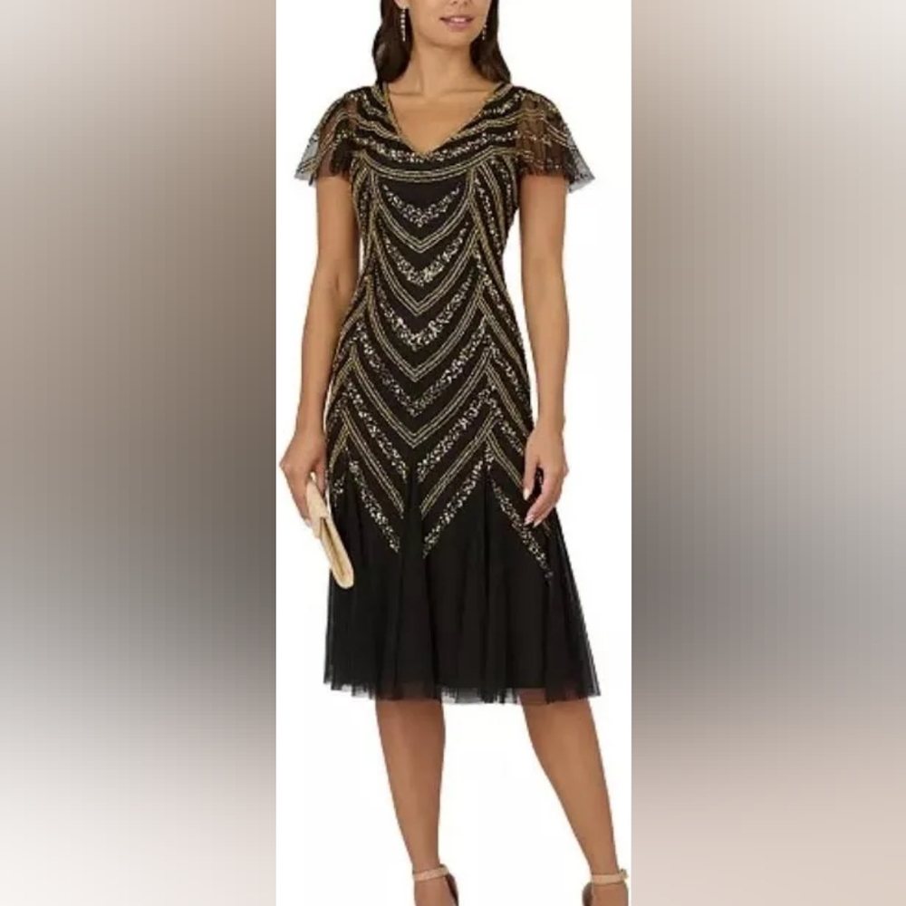 Elegant Black and Gold Women's Dress